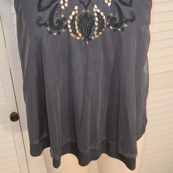 Hollister Sleeveless "Sheer Shelled" Beaded & Jeweled Swing Top - Picture 12 of 16